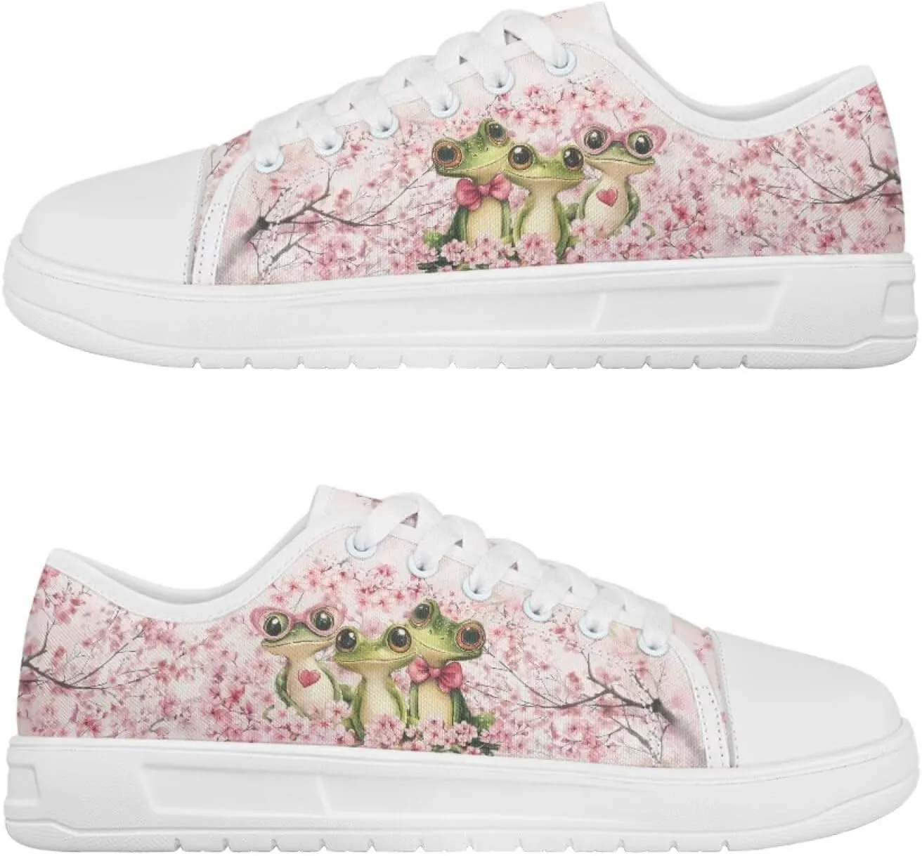 Cherry Blossoms Canvas Shoes for Women Classic Low Top Sneakers Fashion Slip on Work Shoes for Daily Walks