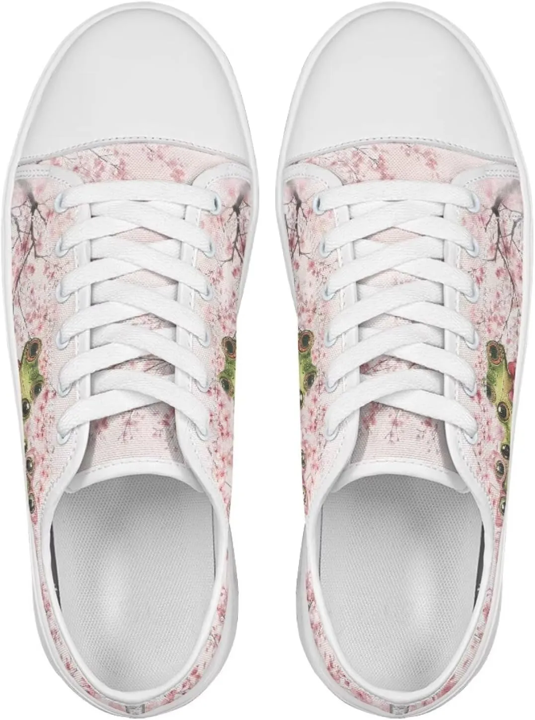 Cherry Blossoms Canvas Shoes for Women Classic Low Top Sneakers Fashion Slip on Work Shoes for Daily Walks