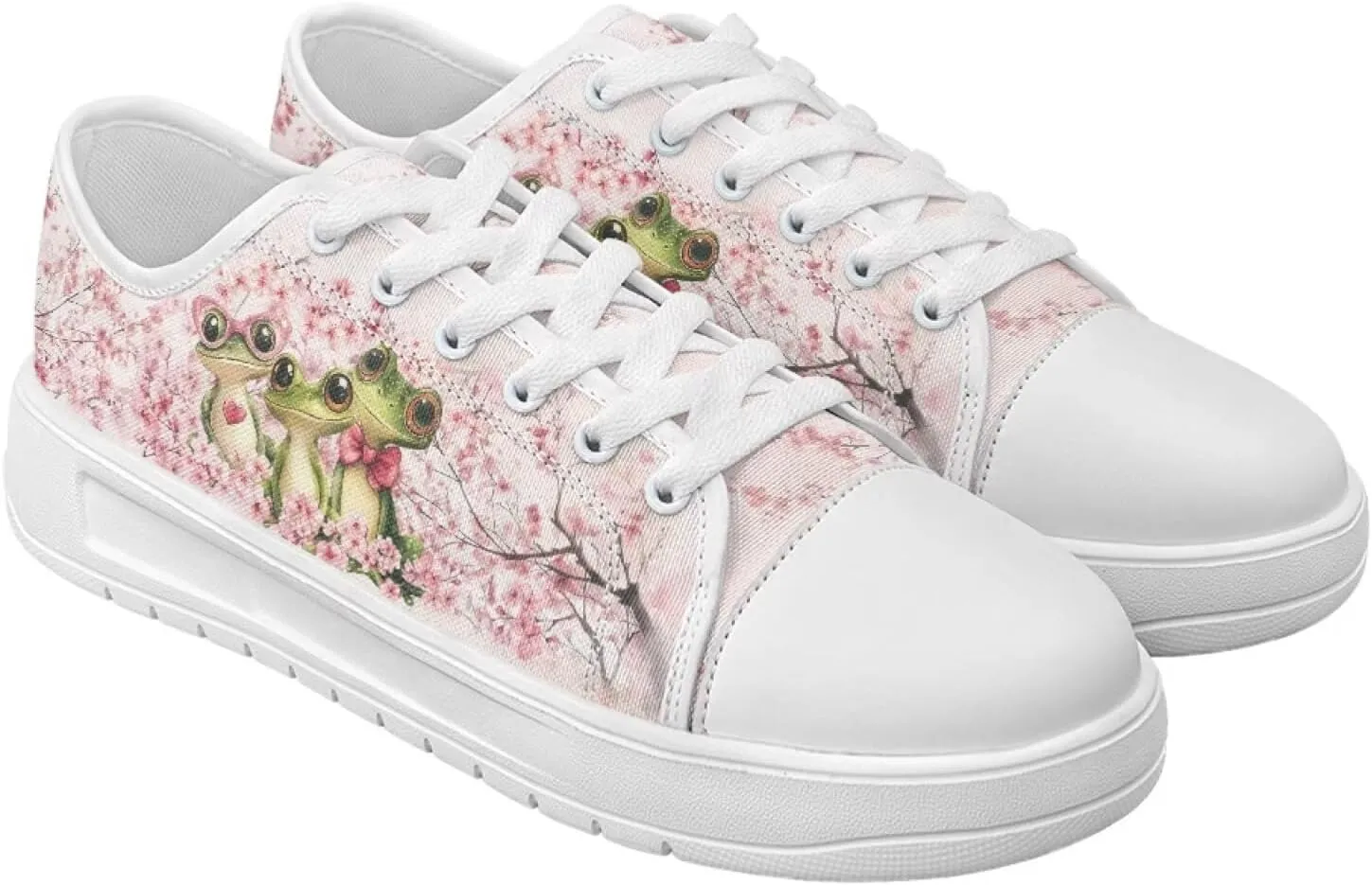 Cherry Blossoms Canvas Shoes for Women Classic Low Top Sneakers Fashion Slip on Work Shoes for Daily Walks