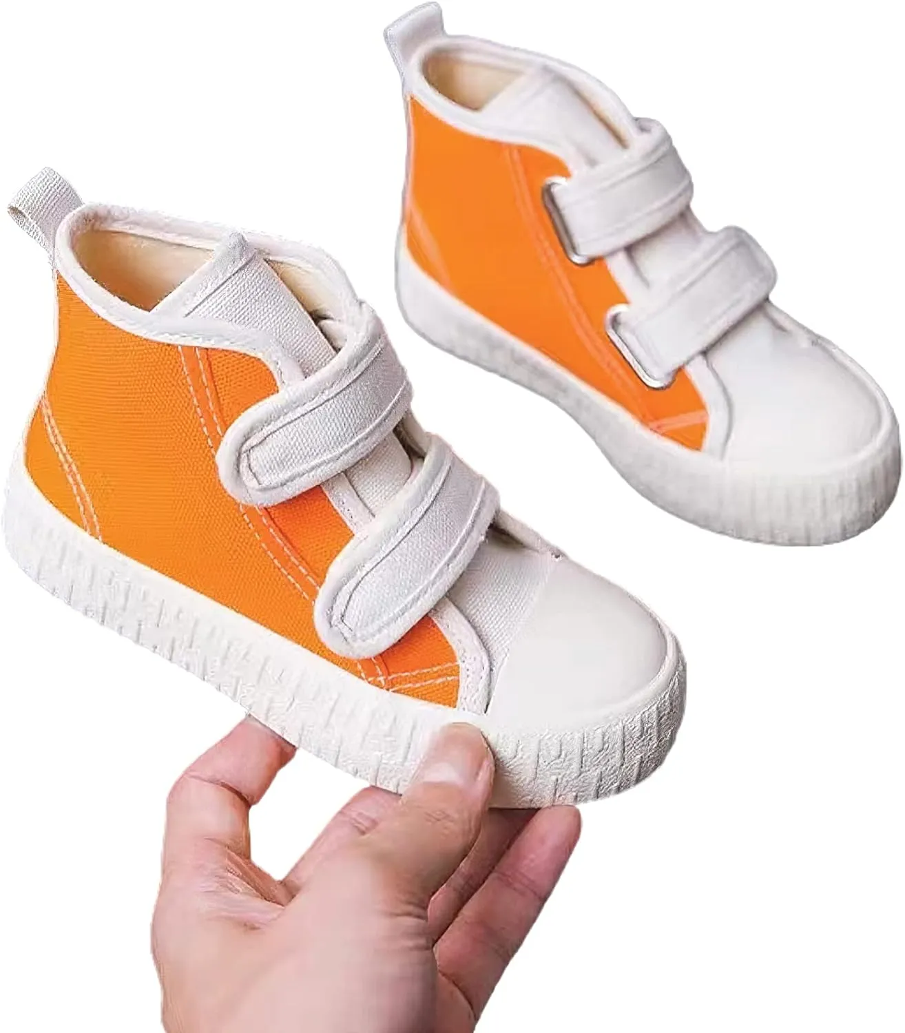 Children's Casual Canvas Shoes High Top Hook&Loop Sneakers for Boys and Girls