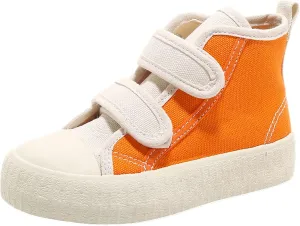 Children's Casual Canvas Shoes High Top Hook&Loop Sneakers for Boys and Girls
