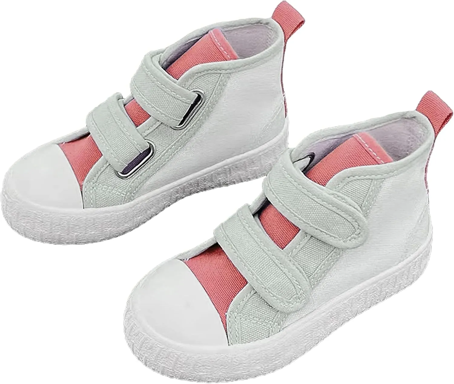 Children's Casual Canvas Shoes High Top Hook&Loop Sneakers for Boys and Girls