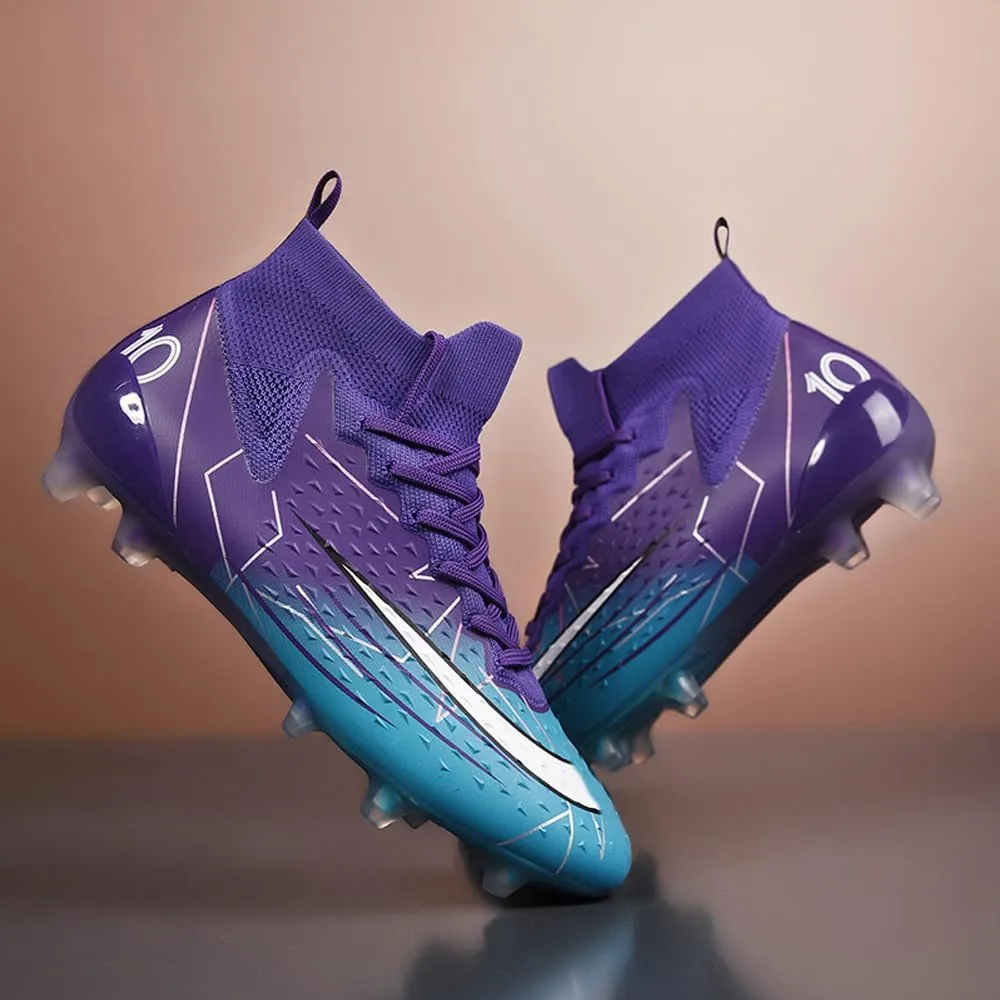 Comfortable Futsal Cleats for Men Turf - High Top Soccer Spikes Shoes for Outdoor - Youth Non Slip Football Boots