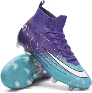 Comfortable Futsal Cleats for Men Turf - High Top Soccer Spikes Shoes for Outdoor - Youth Non Slip Football Boots