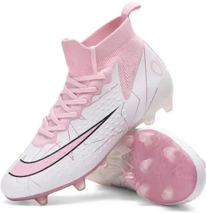 Comfortable Futsal Cleats for Men Turf - High Top Soccer Spikes Shoes for Outdoor - Youth Non Slip Football Boots