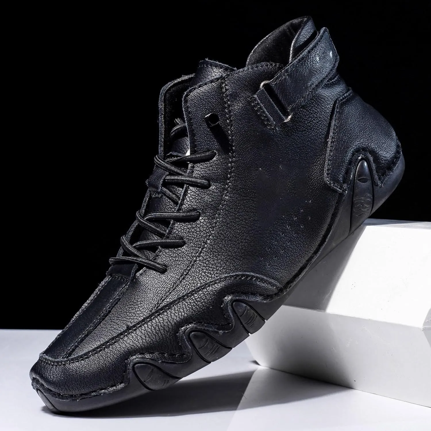 Couple's High Top Boots Lightweight Chukka Boot Soft Flat Soled Suede Shoes Hook and Loop Casual Shoes for Men