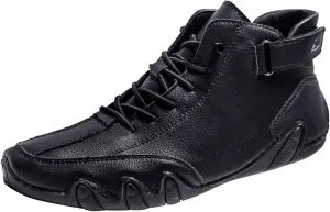 Couple's High Top Boots Lightweight Chukka Boot Soft Flat Soled Suede Shoes Hook and Loop Casual Shoes for Men