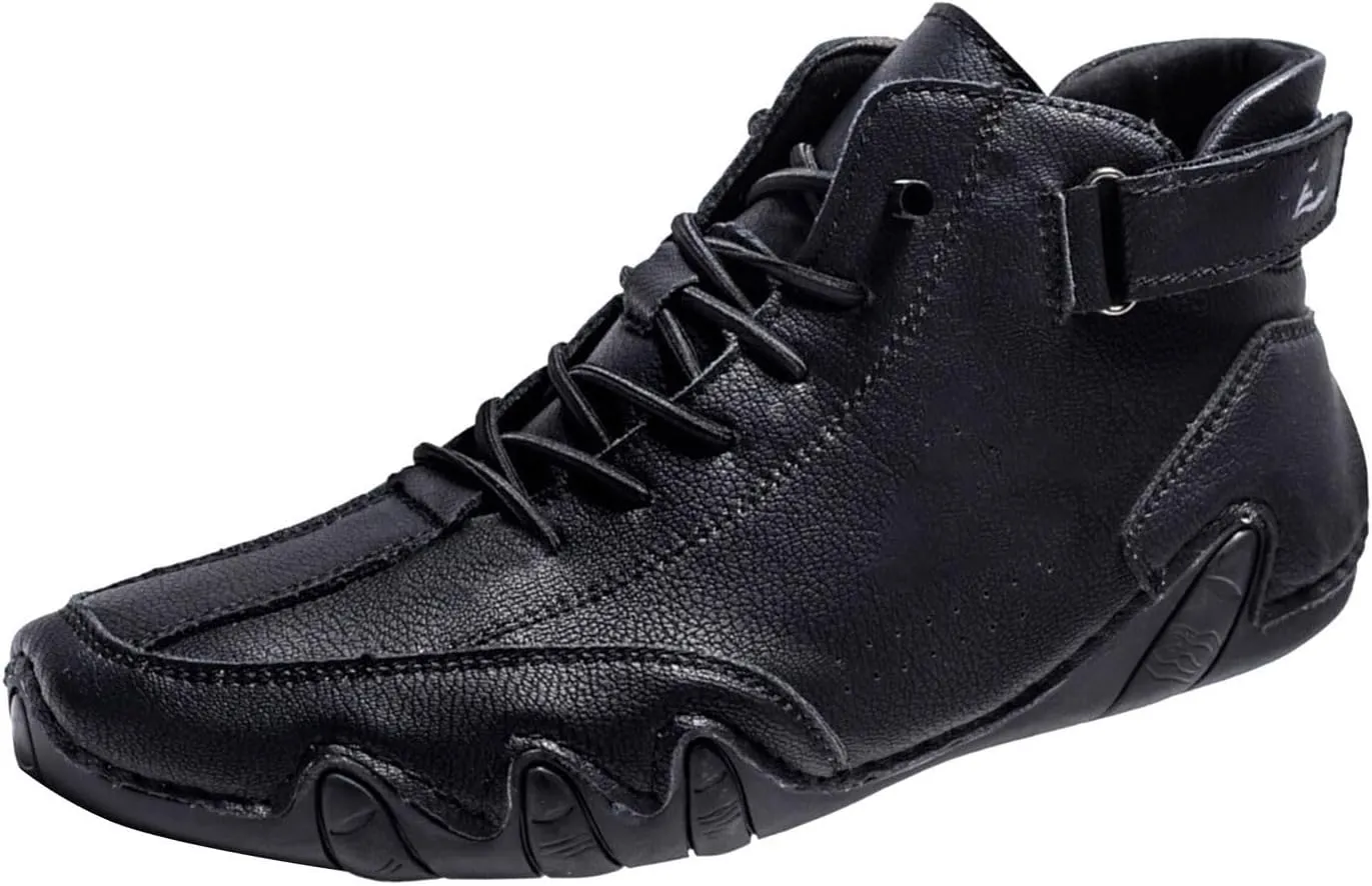 Couple's High Top Boots Lightweight Chukka Boot Soft Flat Soled Suede Shoes Hook and Loop Casual Shoes for Men