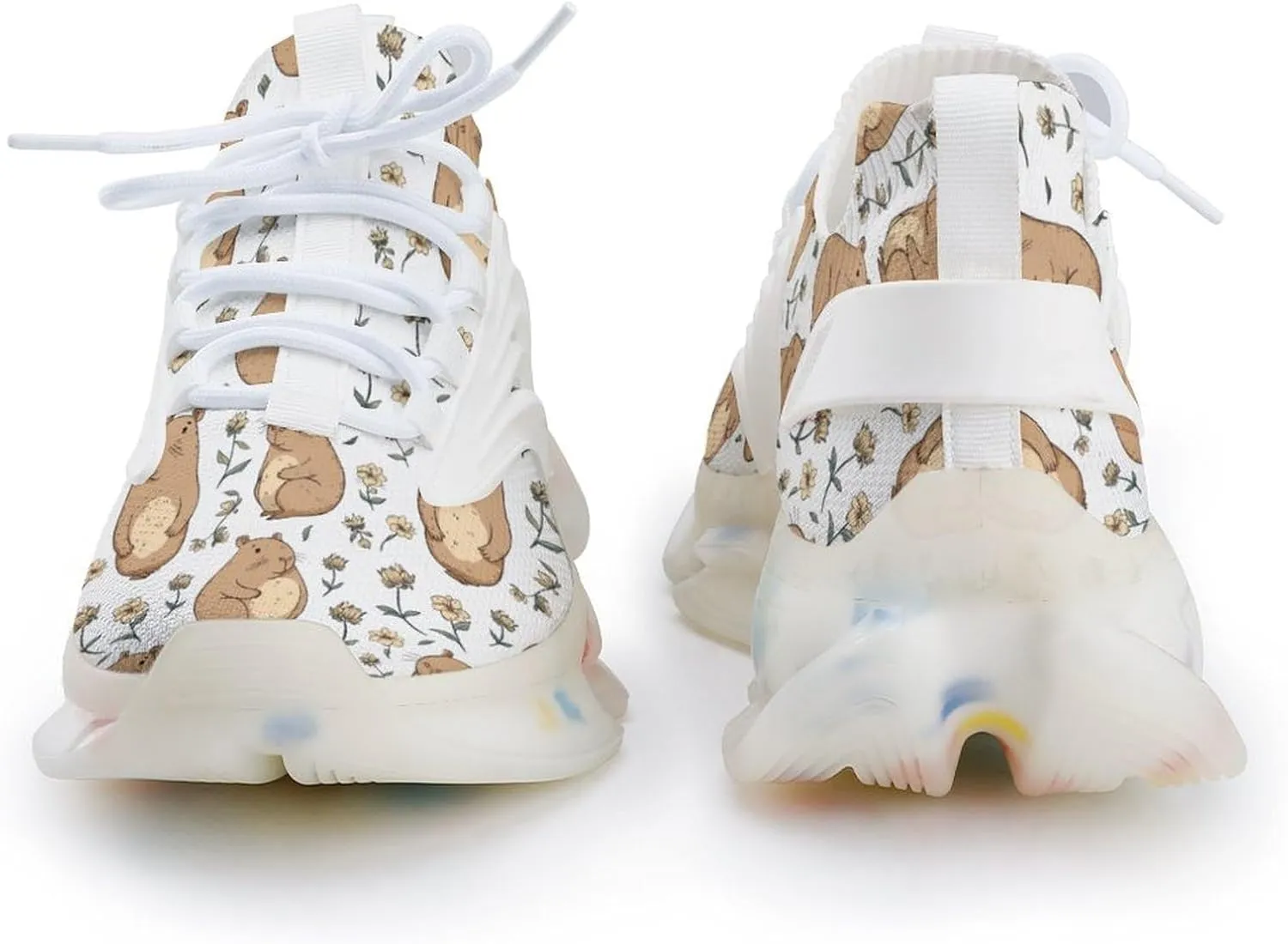 Cute Capybara Flowers Men's Running Shoes Lightweight Walking Shoe Breathable Sneaker