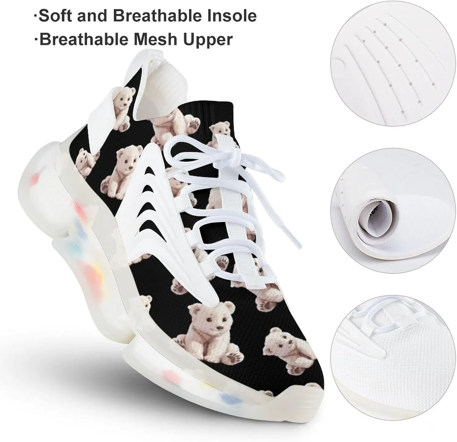Cute Polar Bear Men's Running Shoes Lightweight Walking Shoe Breathable Sneaker