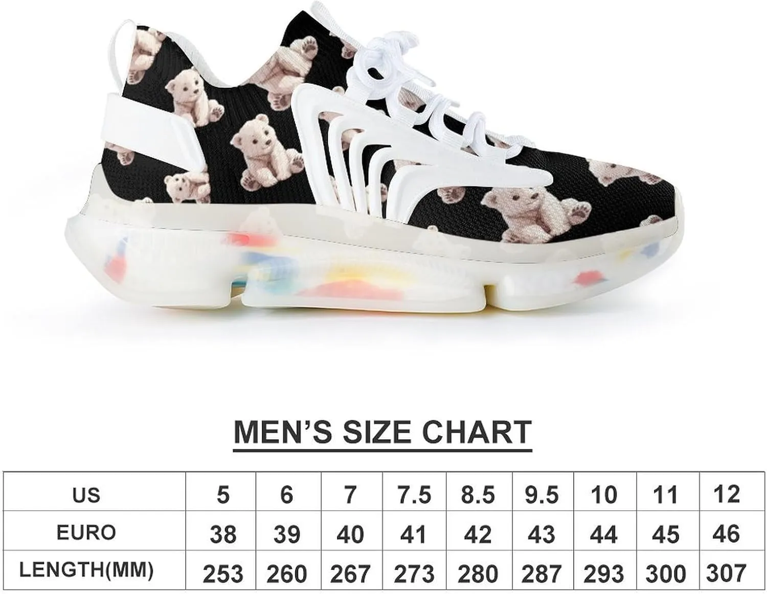 Cute Polar Bear Men's Running Shoes Lightweight Walking Shoe Breathable Sneaker