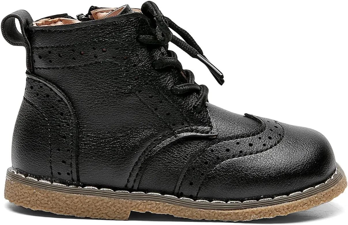 DADAWEN Toddler Baby Boys Girls Hiking Boots Waterproof Leather Non Slip Lace Up Outdoor Work Ankle Winter Snow Boots(Toddler/Little Kid)