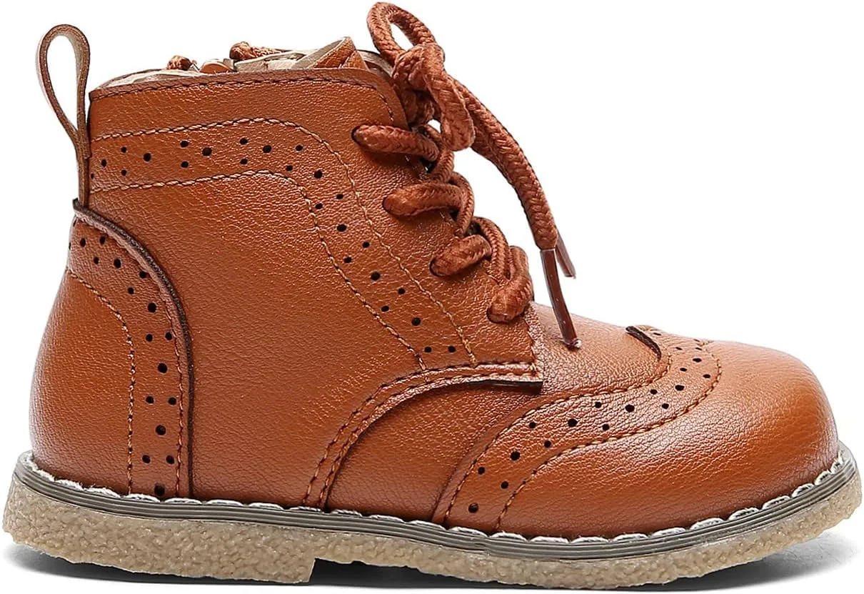 DADAWEN Toddler Baby Boys Girls Hiking Boots Waterproof Leather Non Slip Lace Up Outdoor Work Ankle Winter Snow Boots(Toddler/Little Kid)