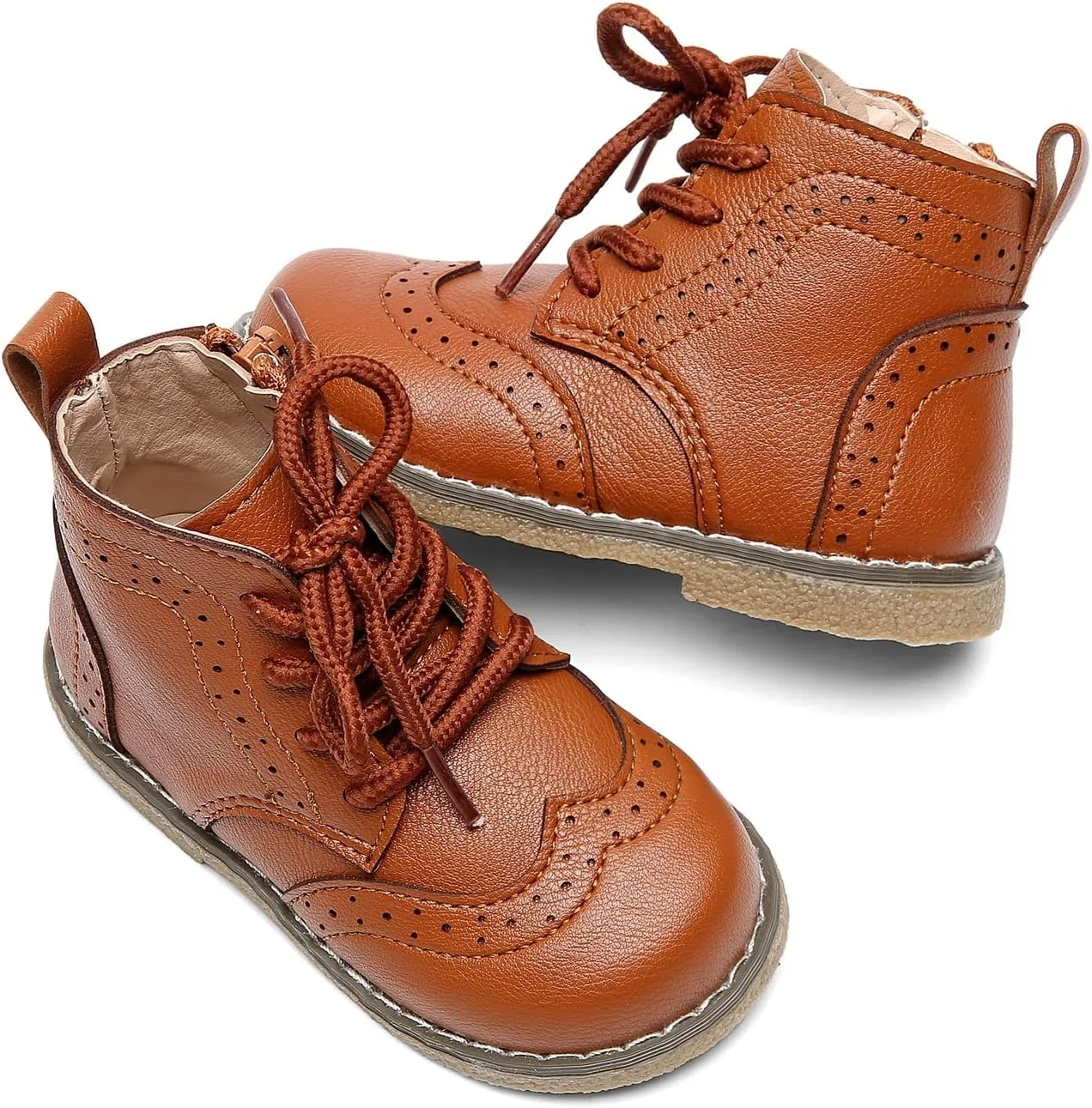 DADAWEN Toddler Baby Boys Girls Hiking Boots Waterproof Leather Non Slip Lace Up Outdoor Work Ankle Winter Snow Boots(Toddler/Little Kid)