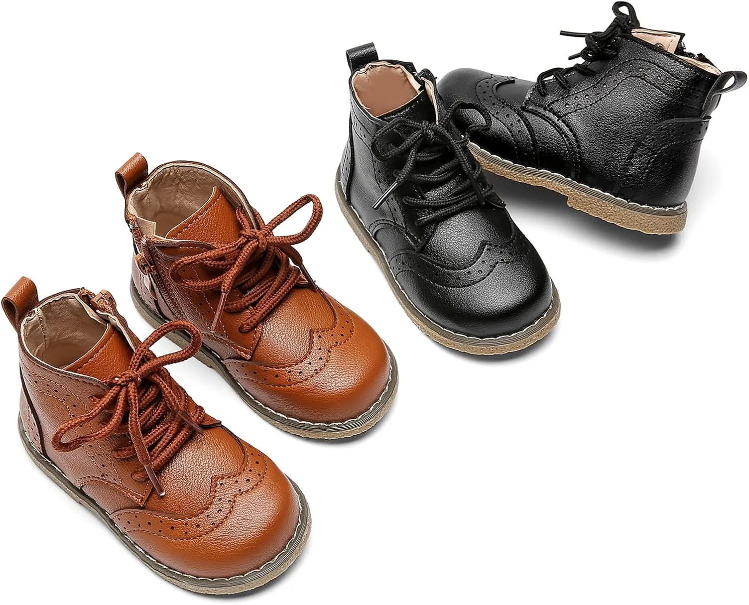 DADAWEN Toddler Baby Boys Girls Hiking Boots Waterproof Leather Non Slip Lace Up Outdoor Work Ankle Winter Snow Boots(Toddler/Little Kid)