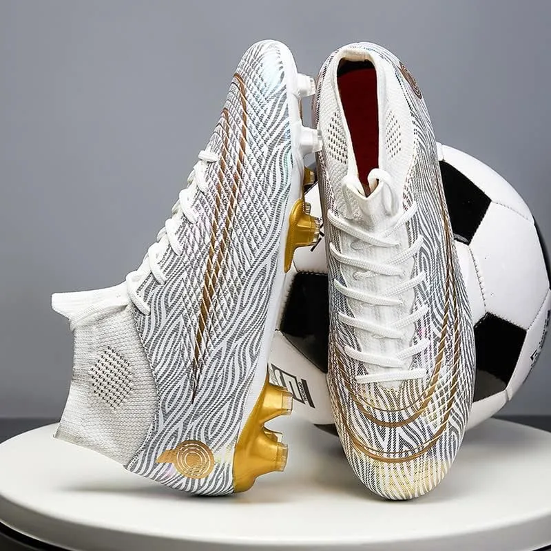 DHOVOR Womens Mens Soccer Cleats Youth High-Top Football Cleats Anti-Slip Athletics Football Trainers Outdoor Soccer Shoes