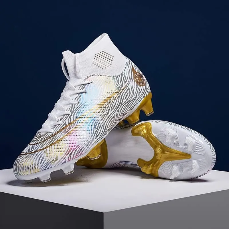 DHOVOR Womens Mens Soccer Cleats Youth High-Top Football Cleats Anti-Slip Athletics Football Trainers Outdoor Soccer Shoes