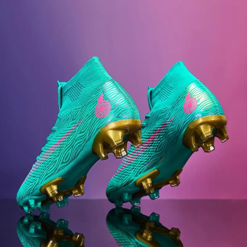 DHOVOR Womens Mens Soccer Cleats Youth High-Top Football Cleats Anti-Slip Athletics Football Trainers Outdoor Soccer Shoes
