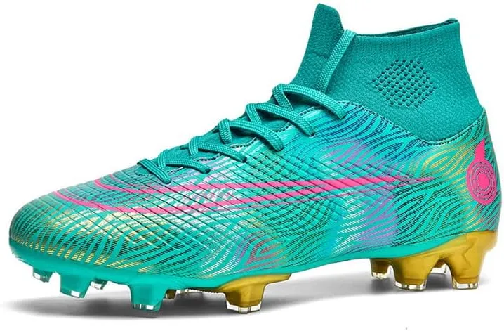 DHOVOR Womens Mens Soccer Cleats Youth High-Top Football Cleats Anti-Slip Athletics Football Trainers Outdoor Soccer Shoes