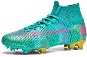 DHOVOR Womens Mens Soccer Cleats Youth High-Top Football Cleats Anti-Slip Athletics Football Trainers Outdoor Soccer Shoes