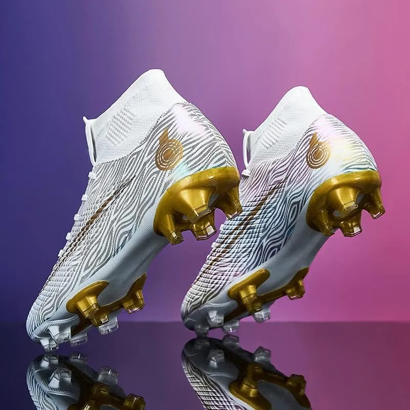 DHOVOR Womens Mens Soccer Cleats Youth High-Top Football Cleats Anti-Slip Athletics Football Trainers Outdoor Soccer Shoes