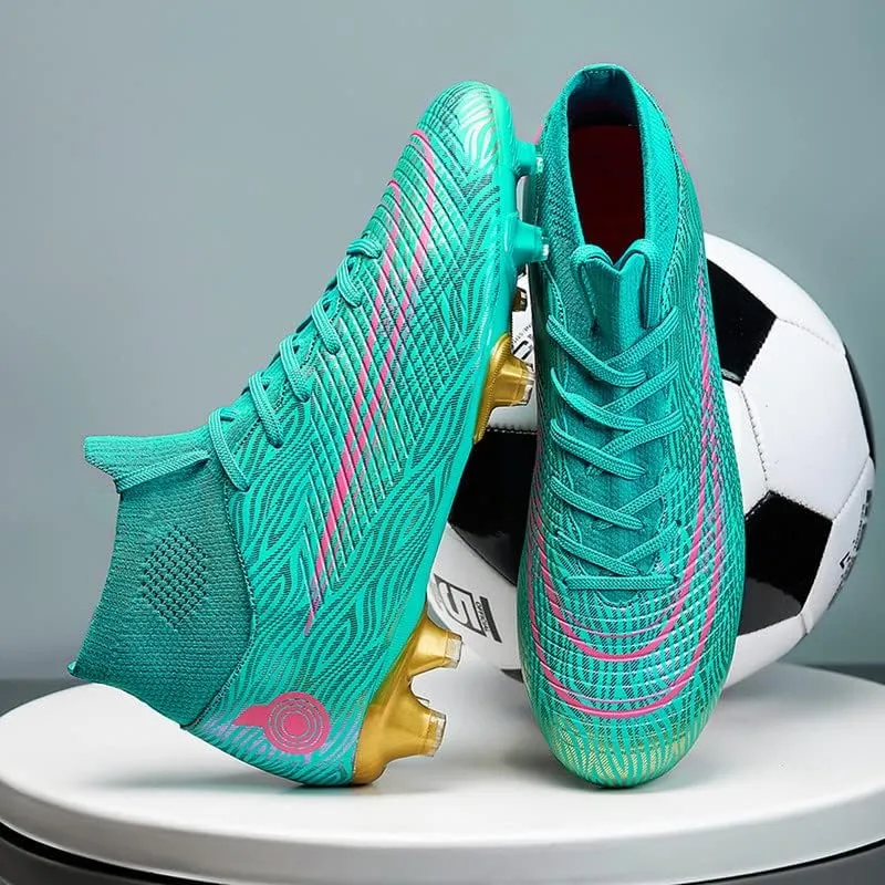 DHOVOR Womens Mens Soccer Cleats Youth High-Top Football Cleats Anti-Slip Athletics Football Trainers Outdoor Soccer Shoes