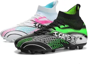 DHOVOR Womens Soccer Cleats Youth High-Top Football Cleats Anti-Slip Athletics Football Trainers Girls Indoor Soccer Shoes