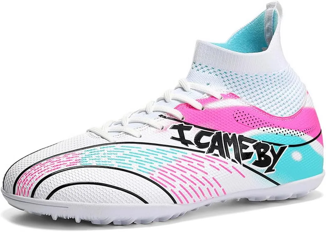 DHOVOR Womens Soccer Cleats Youth High-Top Football Cleats Anti-Slip Athletics Football Trainers Girls Indoor Soccer Shoes