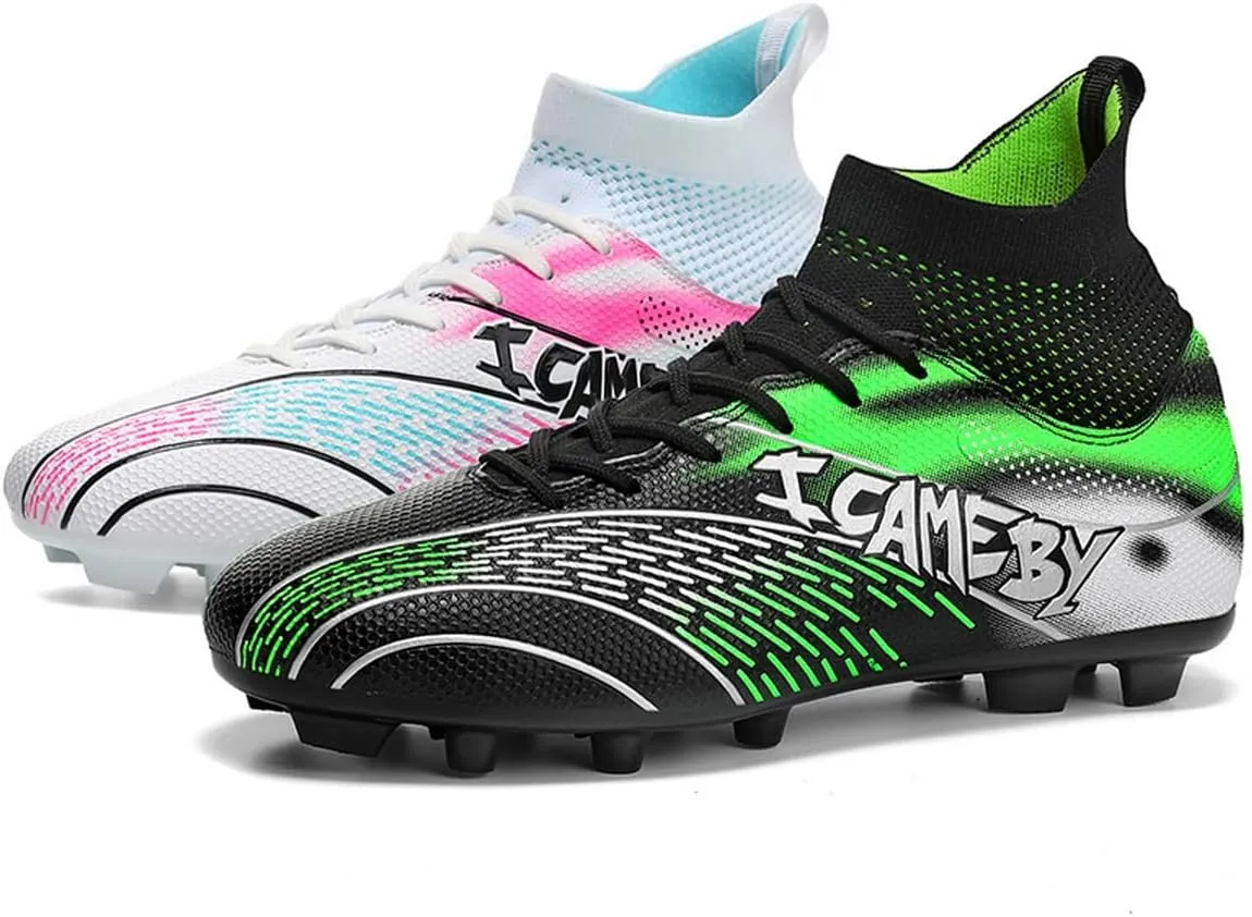 DHOVOR Womens Soccer Cleats Youth High-Top Football Cleats Anti-Slip Athletics Football Trainers Girls Indoor Soccer Shoes