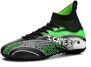 DHOVOR Womens Soccer Cleats Youth High-Top Football Cleats Anti-Slip Athletics Football Trainers Girls Indoor Soccer Shoes