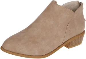 Fashion Boots for Women Chunky Heel Pointed Toe V Cutout Back Zipper Block Low Heel Ankle Booties Fall Solid Casual Comfy Outdoor Ladies Shoes