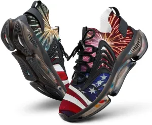 Fireworks American Flag Men's Running Shoes Lightweight Walking Shoe Breathable Sneaker