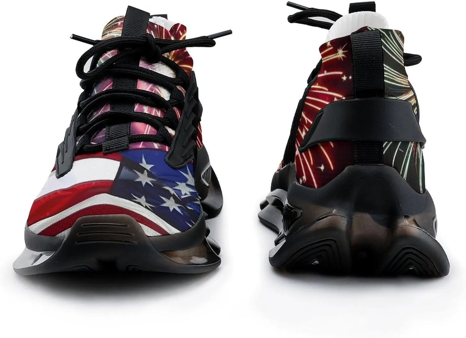 Fireworks American Flag Men's Running Shoes Lightweight Walking Shoe Breathable Sneaker