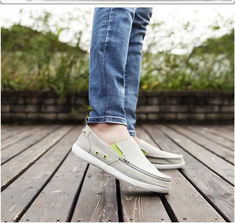 FMURY Canvas Shoes Men Ultralight Breathable Casual Men Shoes Spring Comfortable Loafers Lazy Driving Flats