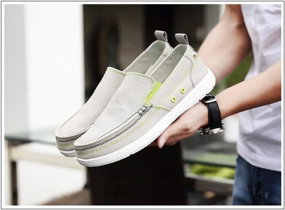 FMURY Canvas Shoes Men Ultralight Breathable Casual Men Shoes Spring Comfortable Loafers Lazy Driving Flats