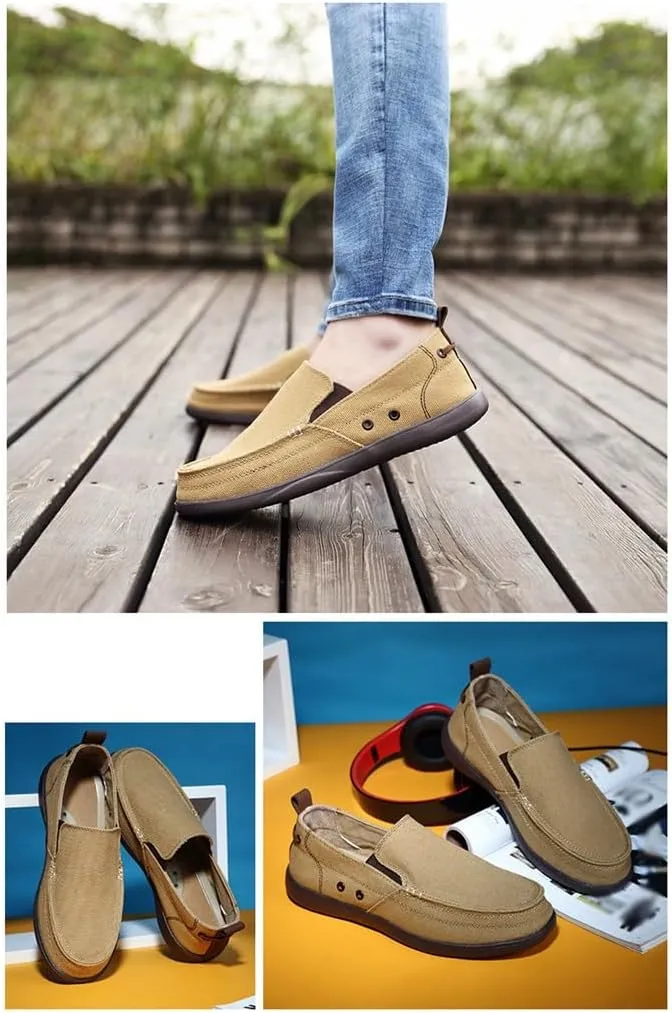FMURY Canvas Shoes Men Ultralight Breathable Casual Men Shoes Spring Comfortable Loafers Lazy Driving Flats