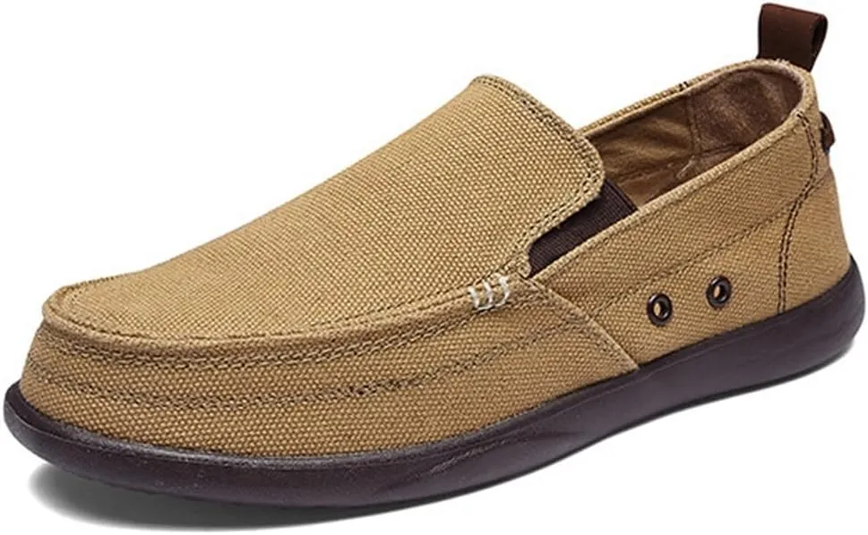 FMURY Canvas Shoes Men Ultralight Breathable Casual Men Shoes Spring Comfortable Loafers Lazy Driving Flats