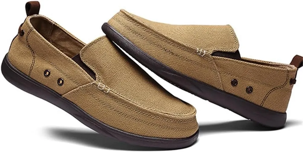 FMURY Canvas Shoes Men Ultralight Breathable Casual Men Shoes Spring Comfortable Loafers Lazy Driving Flats