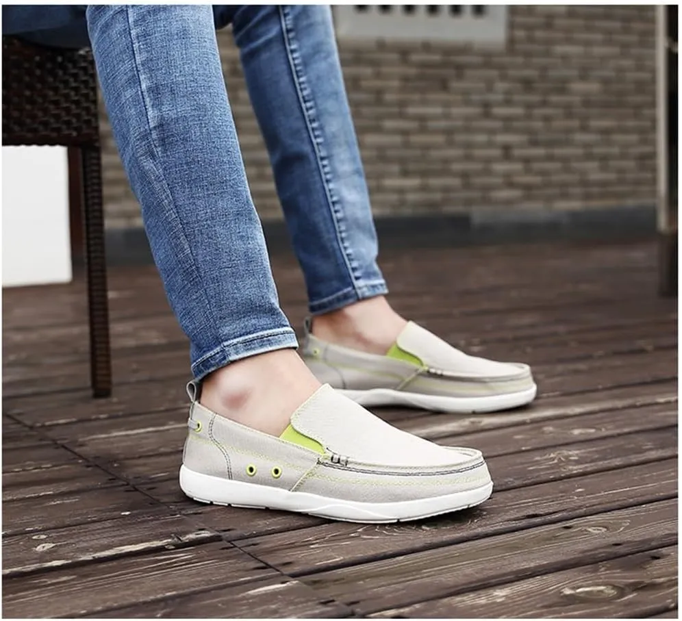 FMURY Canvas Shoes Men Ultralight Breathable Casual Men Shoes Spring Comfortable Loafers Lazy Driving Flats