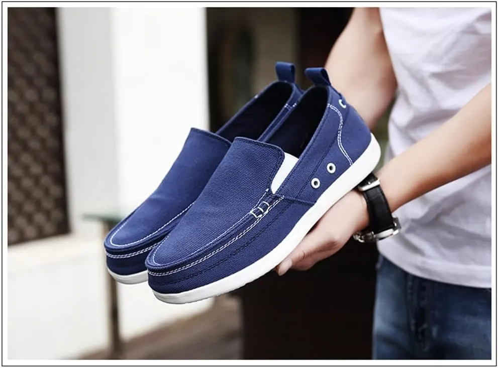 FMURY Canvas Shoes Men Ultralight Breathable Casual Men Shoes Spring Comfortable Loafers Lazy Driving Flats