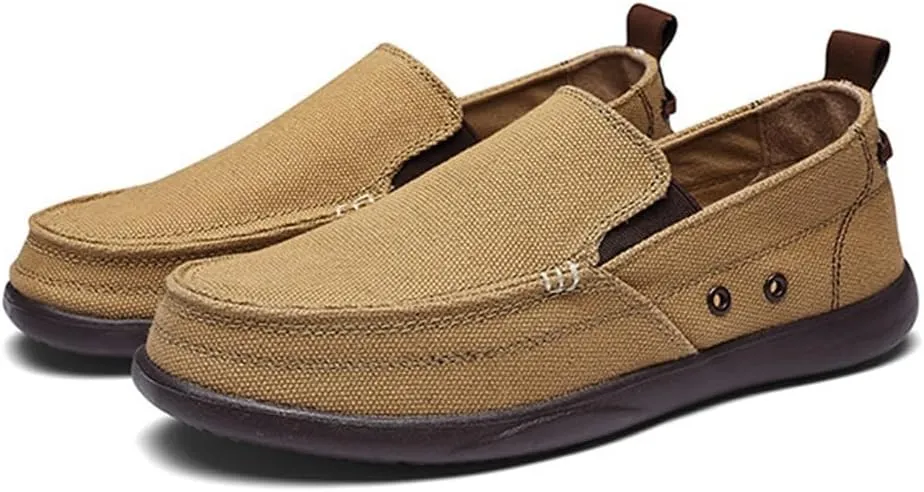 FMURY Canvas Shoes Men Ultralight Breathable Casual Men Shoes Spring Comfortable Loafers Lazy Driving Flats