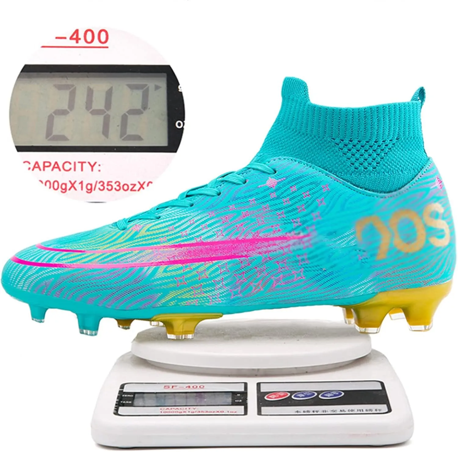 Football Boots Men High Top Spike Soccer Shoes Outdoor Training Football Shoes Sneakers (Color : A, Size : 8.5 Women/7 Men)