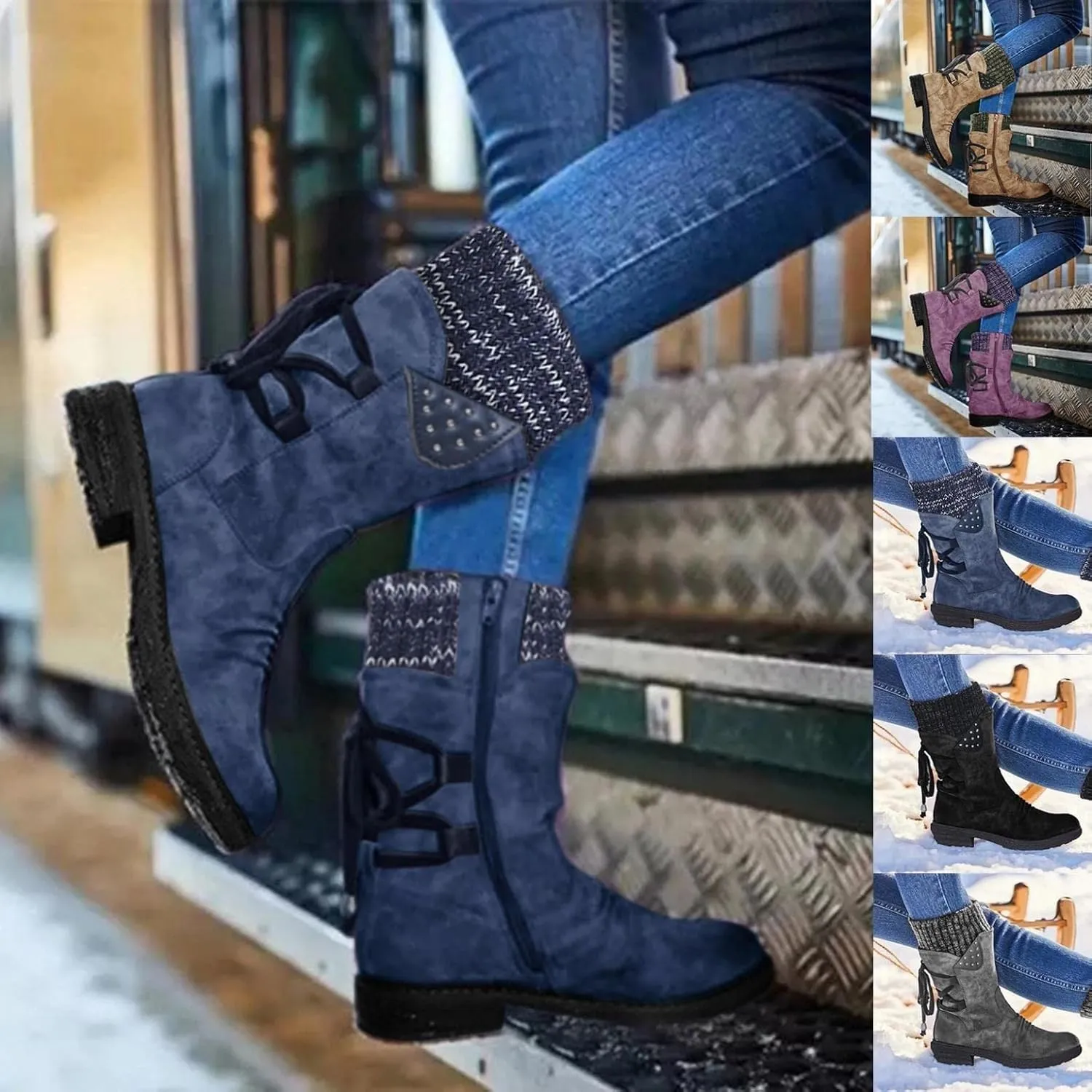 Gibobby Boots for Women Winter Hiking Boots Keep Warm Anti-Slip Soft Warm Fur Lined Winter Ankle Booties