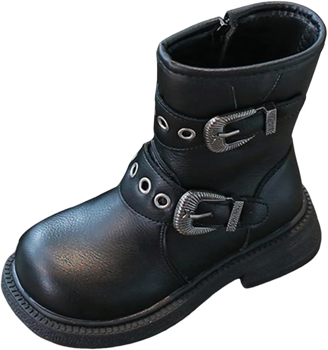 Girls Ankle Boots Side Zipper Combat Boots Non Slip Hiking Boots Casual Cowgirl Boots for Toddler Little Kid Big Kid