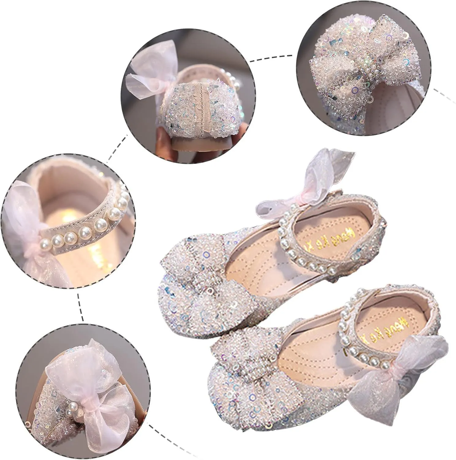 Girls Dress Shoes,Dance Shoes for Girls Childrens Shoes Pearl Princess Shoes Baby Girls Shoes for Party Wedding