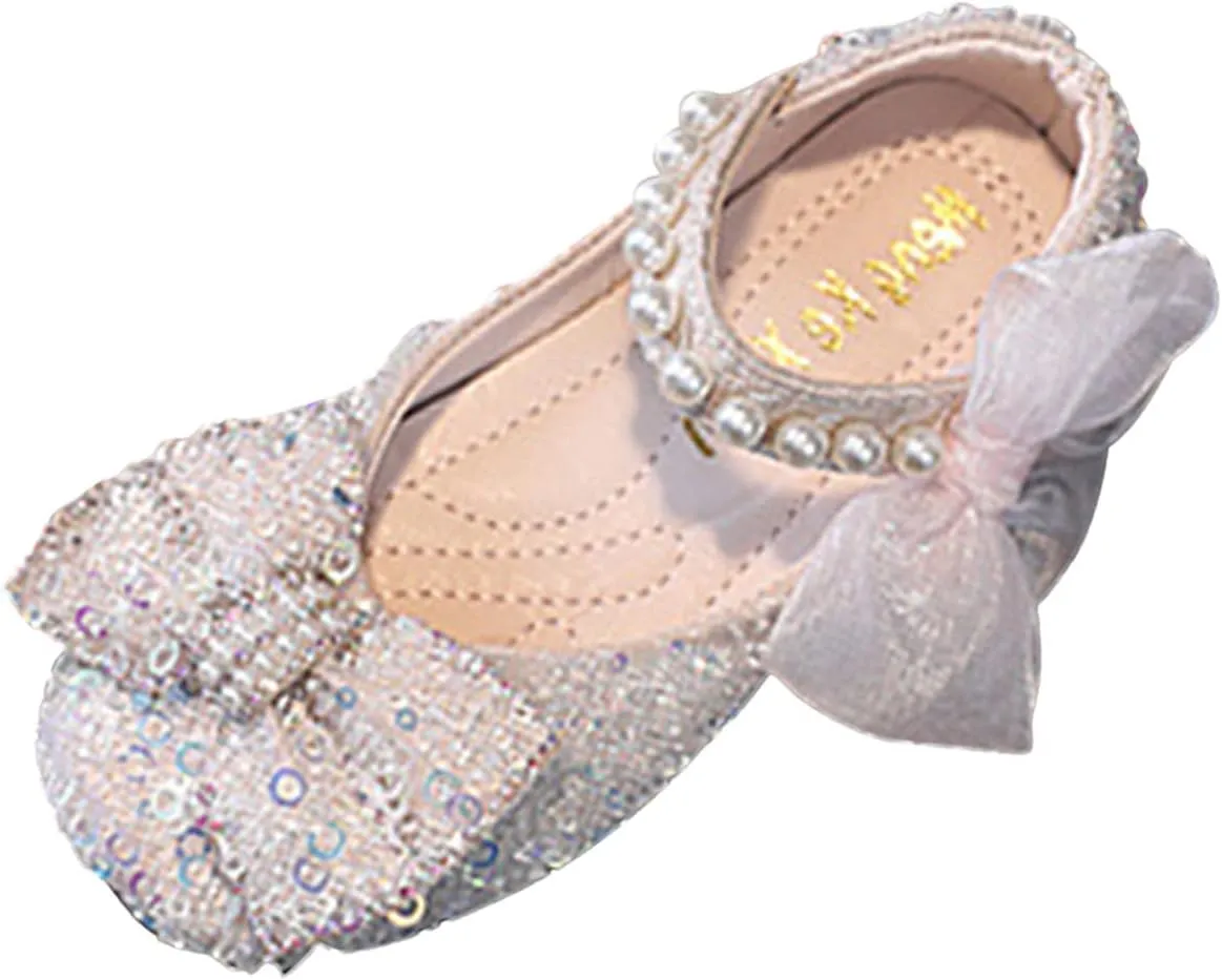 Girls Dress Shoes,Dance Shoes for Girls Childrens Shoes Pearl Princess Shoes Baby Girls Shoes for Party Wedding