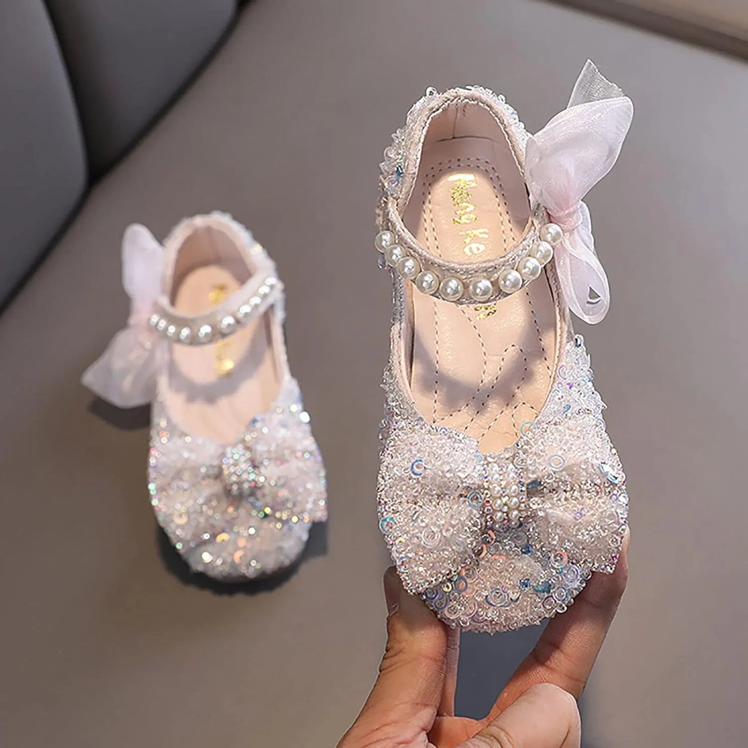 Girls Dress Shoes,Dance Shoes for Girls Childrens Shoes Pearl Princess Shoes Baby Girls Shoes for Party Wedding