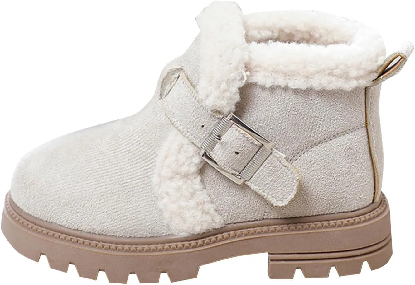 Girls Winter Boots Waterproof Hiking Boots for Boys Girls Outdoor Ankle Boots with Hook and Loop Cotton Warm Snow Boots