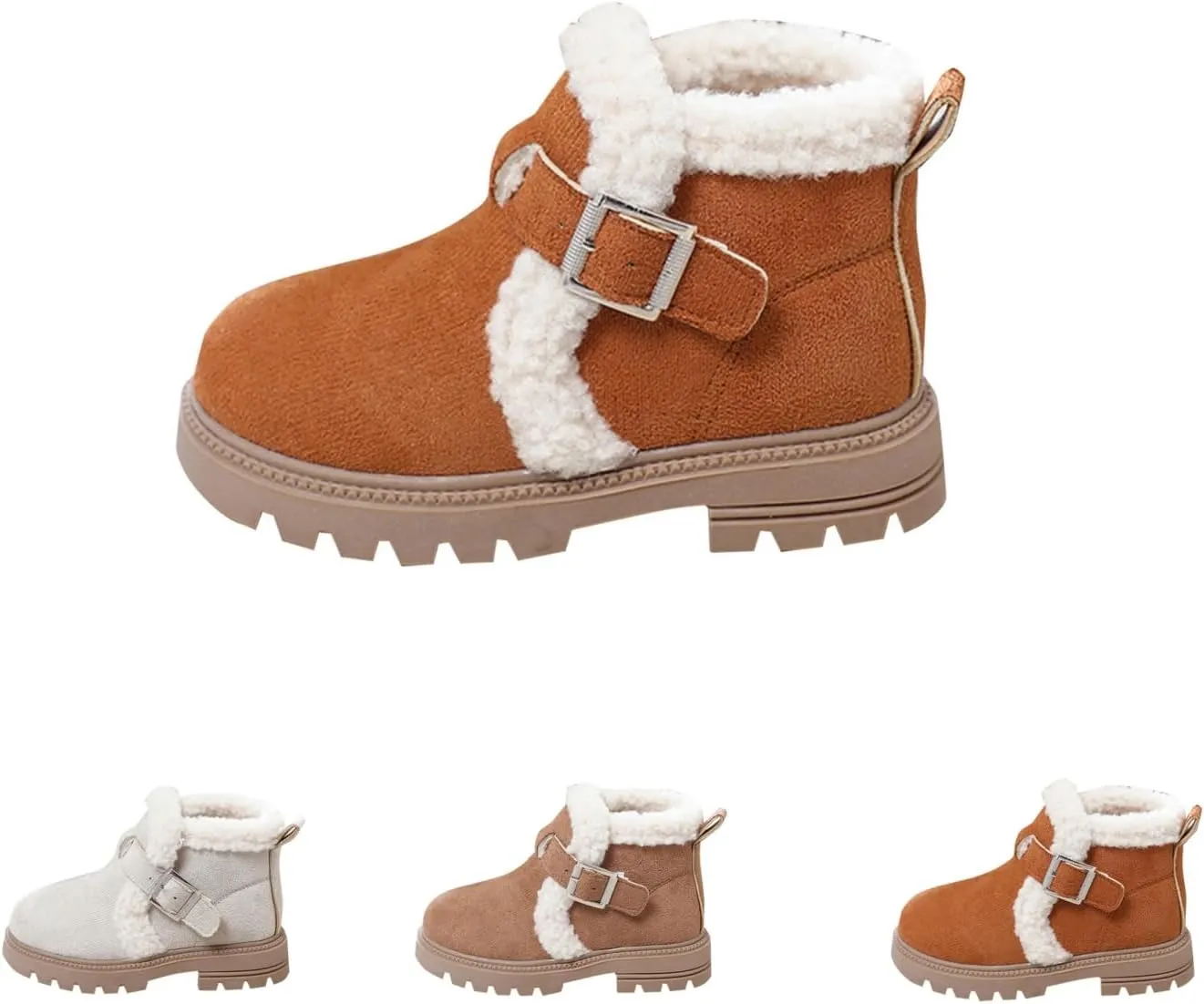 Girls Winter Boots Waterproof Hiking Boots for Boys Girls Outdoor Ankle Boots with Hook and Loop Cotton Warm Snow Boots