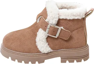 Girls Winter Boots Waterproof Hiking Boots for Boys Girls Outdoor Ankle Boots with Hook and Loop Cotton Warm Snow Boots